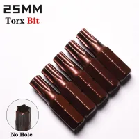 5Pcs Torx Screwdriver Bit Set S2 Steel 1/4" Hex Shank Magnetic Screwdriver Bits T6-T40 No Hole Screwdriver Electric Head Drills  Drivers