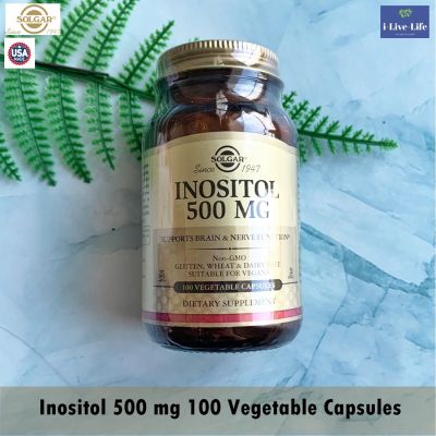 อิโนซิทอล Inositol 500 mg 100 Vegetable Capsules - Solgar วิตาบินบี 8 อินอซิทอล