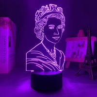 ✵ Queen Elizabeth II Lineart Led Night Light for Home Decoration Nightlights Souvenir Rgb Color Changing Acrylic 3d Lamp Queen