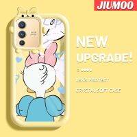 เคส JIUMOO สำหรับ VIVO V23 5G S12 5G V23i 5G เคสรูปการ์ตูนเดซี่รูปโบว์มอนสเตอร์ตัวเล็กๆเคสนิ่มทนต่อการขัดถูเคสโทรศัพท์โปร่งใสฝาครอบป้องกันเลนส์กล้องถ่ายรูป TPU ซิลิกาเจล