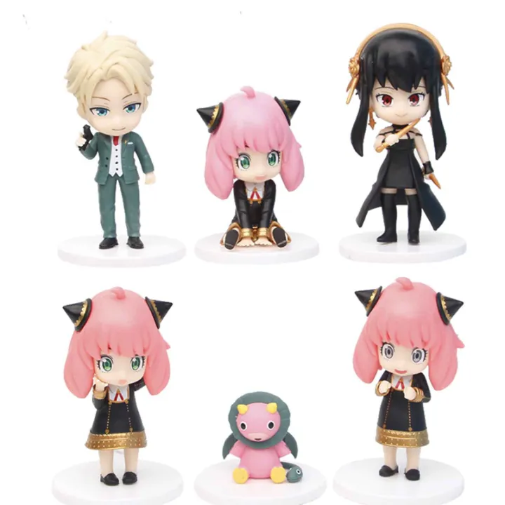 6Pcs PVC Anya S Family Loid Yor Forger Chibi Anua Anime Figure With ...