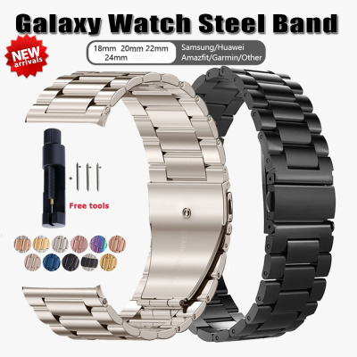 Aotelayer สายสายนาฬิกาข้อมือแท่งสแตนเลสสตีลสำหรับ Galaxy Watch 3 4 5 Pro ผู้ชายผู้หญิงหัวแบน Aotelayer 14มม. 16มม. 22มม. 18มม. 24มม. 20มม. สายรัดอเนกประสงค์