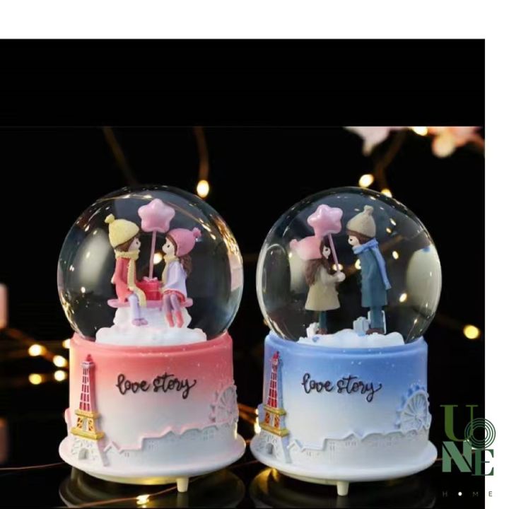 uonehome-พร้อมส่ง-h052-กล่องดนตรีลูกแก้ว-คู่รักหิมะเรืองแสง-ของขวัญวันเกิด-วาเลนไทน์-ให้แฟน-รับห่อของขวัญ-พร้อมการ์ด