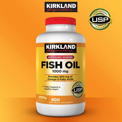 Kirkland Signature Fish Oil 1000 mg 400 Softgels ของแท้ หมดอายุเดือน 10/2025