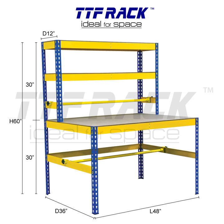 TTF Rack™️ (BOLTLESS RACK PACKING TABLE) Heavy Duty Yellow Blue ...