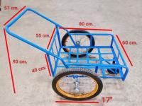 รถเข็นของสามล้อ ล้อลม ขนาดกว้างxยาว 60x80 (ยางมือ 2 สภาพอย่างดี) (04-2068)
