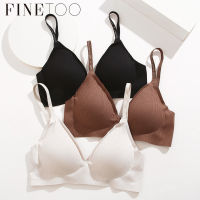 FINETOO ชุดชั้นในแบบไร้รอยต่อสำหรับผู้หญิงชุดชั้นในเซ็กซี่สายหนังแบบฝังอักษรเสื้อชุดชั้นในไร้สายดัน Brasieres ลึก V Bralette ที่มองไม่เห็น Bra