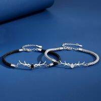 QWC 925 Sterling Silver Elk Couple Bracelets Christmas Gift Anime New in Kpop Stranger Things Fine Jewelry Navidad Lovers 39;