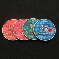 Very Beautiful Valentines Day Gold Silver Colorful Commemorative Coins I Love You Coins Collection Gifts