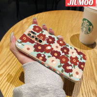 เคส JIUMOO สำหรับ Xiaomi Redmi 9 Prime Xiaomi MI POCO เคส M2แฟชั่นลายดอกไม้นำโชคใหม่กรอบสี่เหลี่ยมพื้นผิวชุบซิลิก้าเจลนิ่มกันกระแทกเคสมือถือรวมฝาครอบป้องกันเลนส์กล้องถ่ายรูป