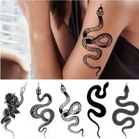 New Fashion Snake Temporary Tattoo Stickers Various Dark Tide Cool Flower Arm Death Snake Tattoo Stickers Waterproof Tattoo