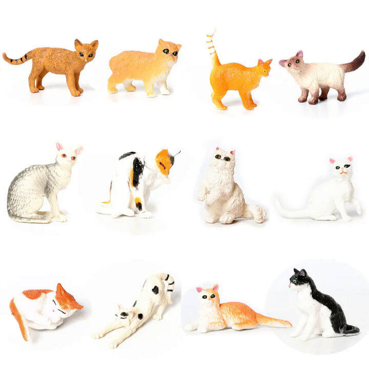 [ Cloud Toy]12 Pieces kucing realistik patung Mini Cat Model angka ...