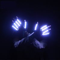 ☸ LED Gloves Stage White Light Up Costume Robot Glowing Dress Bar Party Accessories Music Festival Cool Props Rave Wear Dancer