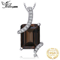 JewelryPalace 2.2ct Genuine Emerald Cut y Quartz 925 Sterling Silver Pendant Necklace for Woman Gemstone Choker No Chain