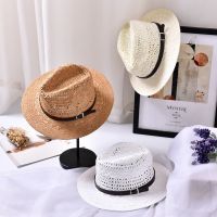 pu belt hollow design handmade straw hat mens sun hat outdoor beach travel ladies jazz hat Panama Chapeaux pour femmes dété