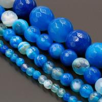 [COD] 4-10mm surface striped blue agate natural stone loose beads beaded wholesale diy crystal semi-finished