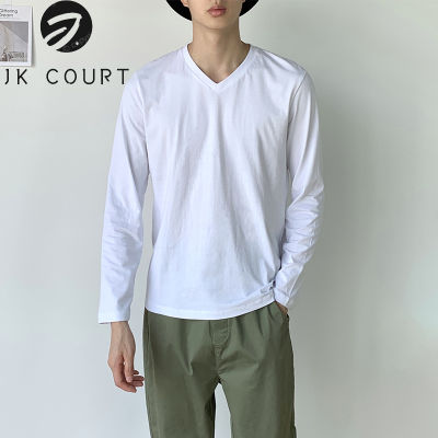 JK Court Cool Cotton T-Shirt Top Classic Solid Color Casual V-Neck Short Sleeve T-Shirt Men S
