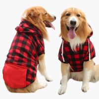 Dog Clothes Winter Warm Puppy Hoodie Plaid Coat Cold Weather Windproof For Large Medium Dogs Labrador Pet Outfits French Bulldog