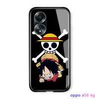 เคสโทรศัพท์พร้อมสำหรับ A58 OPPO 4G สุดหรูขอบนิ่มลายอะนิเมะพร้อมเคสโทรศัพท์สำหรับเด็กผู้ชายกระจกนิรภัยมันวาวลูฟี่กรอบฝาหลังกันกระแทก