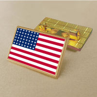 American flag pin 2.5*1.5cm zinc die-cast PVC colour coated gold rectangular medallion badge without added resin