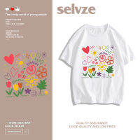 2023 newSELVZE （พร้อมส่งจากกทม มาถึงใน 3วัน）print T-shirt สุภาพสตรีแขนสั้นพิมพ์น่ารัก oversize D0048