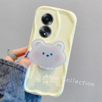 Phone Case เคส OPPO A38 A58 A78 NFC A98 A17 A17k OPPOReno8T 4G 5G ปลอกซิลิโคนมาการองแบบง่ายพร้อมปกป้องเลนส์ที่ตั้งรูปหมีหวานกรอบหลังนิ่มกันกระแทก2023