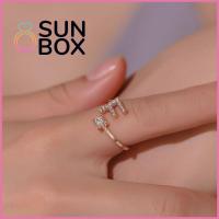 SUN BOX ความรักที่ไม่ซ้ำสำหรับผู้หญิง เสน่ห์เครื่องประดับของขวัญ Rhinestoneส่องแสง ข้อมือปรับได้ 26ตัวอักษร แหวนคริสตัล ตัวอักษรแหวน เริ่มต้น