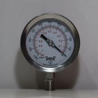 (UIM-Shop) เกจสุญญากาศ Vacuum Gauge  SS316 หน้าปัด 4", 1/2" NPT , (-1)-0 bar/mbar