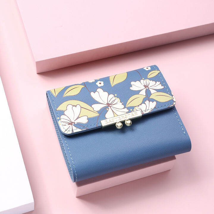 new-women-flower-wallet-small-girl-leather-purse-female-card-holder-short-coin-purse