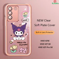 เคสโทรศัพท์สำหรับ VIVO V27E/V27/V27 Pro 5G เคสนิ่มน่ารักแฟชั่นลายดอกไม้ Kuromi เคสกันกระแทกดิสนีย์พร้อมฝาครอบป้องกันฟิล์มเลนส์