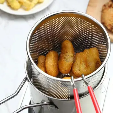 Deep Fryer Pot Deep Frying Pot with Glass Lid Frying Basket Stainless Steel  Kitchen Tempura Fryer Pan ( Color : Orange , Size : 26cm )
