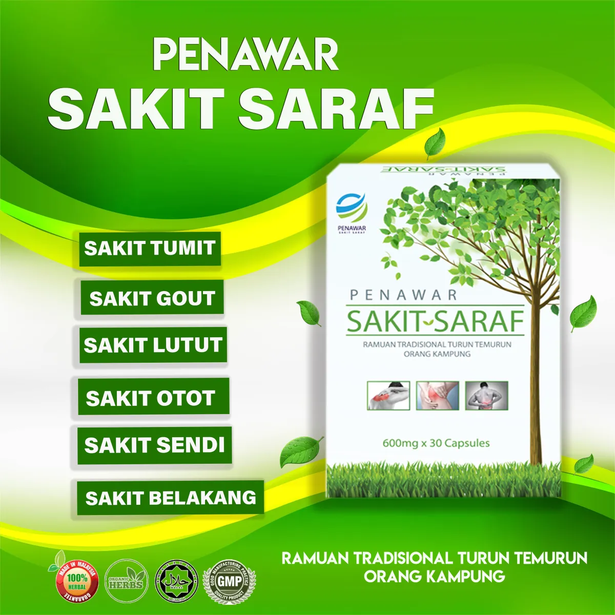 Kapsul Urat Saraf Herba Kampung Penawar Saraf Merawat Sakit Sendi Urat Saraf Lazada