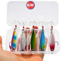 กล่อง5Pcs 7G/10G/15G/20G เหยื่อตกปลาเลเซอร์ Jigging ตะกั่ว3D ตาโลหะ Jig Trolling เหยื่อตกปลาน้ำจืดน้ำเค็ม