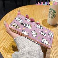 Jlingji เคสสำหรับ Samsung A30 A20 M10s ลายแพนด้าซุกซนใหม่กรอบสี่เหลี่ยมพื้นผิวเคสซิลิกาเจลกันกระแทกเคสมือถือรวมเลนส์กล้องถ่ายรูปฝาครอบป้องกัน