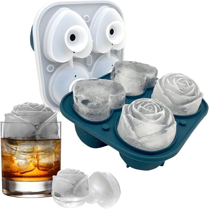 Large 2 Inch Ice Cube Tray Mold Whiskey Cocktails Silicone Make 4