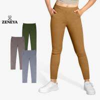 [A Motion045]jQuery Zeneya กางเกงสำหรับผู้หญิงมีกระเป๋ากางเกงเอวสูงพื้นฐาน Jeggings กางเกงเสื้อผ้าลำลองด้านล่าง