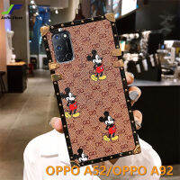 JieFieมิกกี้น่ารักเมาส์เคสโทรศัพท์สำหรับOPPO A52 / OPPO A72 / OPPO A92หรูหราหนังสีน้ำตาลตารางRivetโทรศัพท์ฝาหลัง