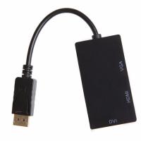 DP to HDMI/DVI/VGA Male to Female 3-in-1 Adapter Converter Cable (Black)