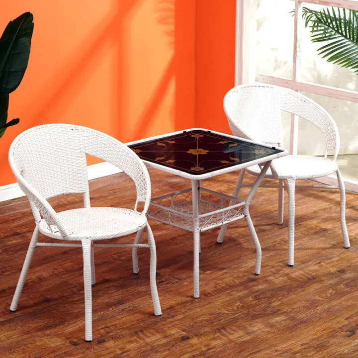 The balcony leisure chairs cane chair threepiece combination 60 square