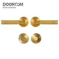 Dooroom Thumbturn Knurled ทองเหลืองประตูล็อคชุดโมเดิร์นภายในห้องนอนห้องน้ำไม้ประตู Lever ชุด Dummy ความเป็นส่วนตัว Passage ล็อค ~