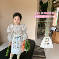 Autumn New Arrival korean style girls skirt embroidered flowers elastic waist all-match princess strap skirt for cute baby girl