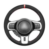 Hand-stitched Black Suede Steering Wheel Cover for Mitsubishi Lancer Evolution EVO X 10 2008 2009 2010 2011 2012 2013 2014 2015