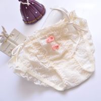 Japanese Style Fresh Full Lace Ruffled Princess Triangle Girl Cute Lace-up Lace-up Womens Underwear