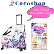 Tặng Vali Combo 12 gói Tã quần Tã dán Merries các size Nb90 S82 M64 L54