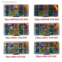 ♨┇ Combination Car Fuse 50/100PCS Assortment Set for Auto Blade Type Cars Fuses 2/3/5/7.5/10/15/20/25/30/35A with Box and Clip