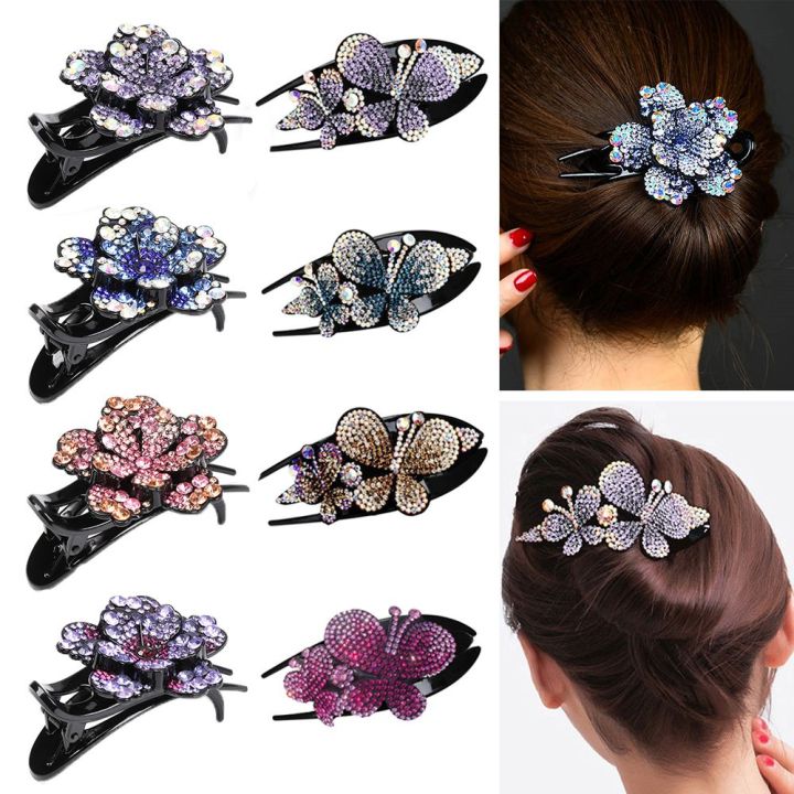 1PC Hair Clip Fashion Colorful Flower Shiny Rhinestone Hairpin Hollow Heart Hair  Clip Barrette Hair Accessories For Women Hair Claw Headwear | Lazada.vn
