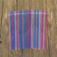 LngBo 25 PCS Reusable สีสัน Hard พลาสติกหลอดดูดน้ำทำความสะอาดงานแต่งงาน