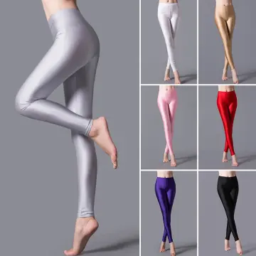 Solid Color Pencil Pant Fluorescent Shiny Leggings Women Hot Selling Casual  Trousers Spandex High Elastic Shinny Jegging