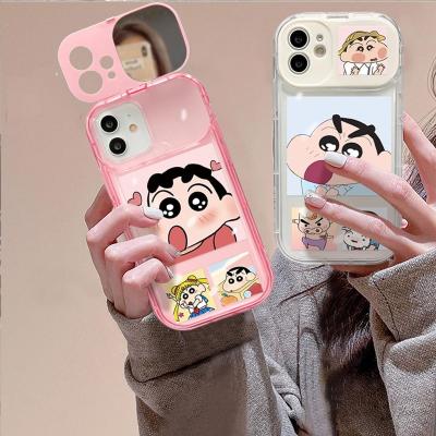 【สำหรับ iPhone】เคสซิลิโคนลายการ์ตูนชินจัง เคสโทรศัพท์กระจกแต่งหน้า for iPhone  14 13 12  Pro Max 7 8 plus TPU  ป้องกันรอยขีดข่วน