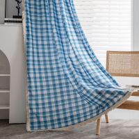 [COD] Imanqi rhyme curtain plaid yarn-dyed finished kitchen bay window semi-shading